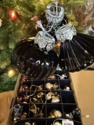 Bombka choinkowa mini - błyszcząca, czarna, zestaw 3 szt.