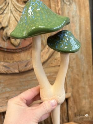 Grzyb ceramiczny podwójny odcienie zieleni 30 cm