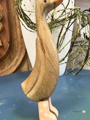 Kaczka z drewna mango z emalią, wzór – 2, 4cm x 8c